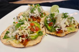 A photo showing vegetarian tacos.
